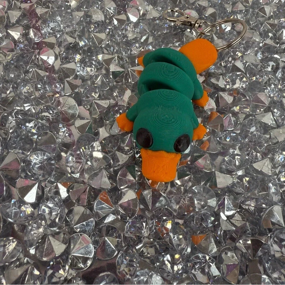 Platypus keychain 3D printed green and Orange Platupus Keychain mini cute